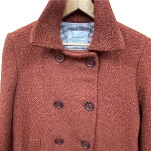 Zara Rust Double Breasted Tweed Coat Medium Perfect for Autumn!